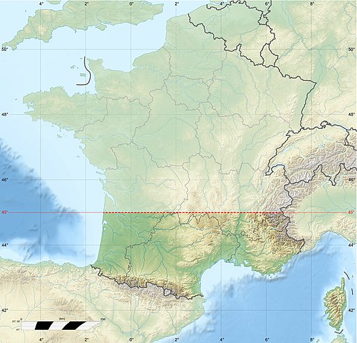 Southern France, based on a split along a 45th parallel