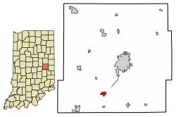 Location of Spiceland in Henry County, Indiana.