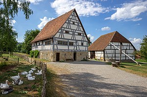 27. Platz: Roman Eisele mit Bauernhaus Veit aus Zaisenhausen und Scheune aus Obereppach im Hohenloher Freilandmuseum bei Schwäbisch Hall