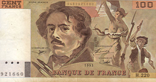 Hundred franc note delacroix 1993