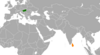 Location map for Hungary and Sri Lanka.