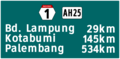 National route distance sign (differs by island)
