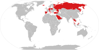 A map of nations which have Lese-majeste laws as of September 2022 Lese-majeste.svg