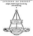 Lampe de laraire trouvée devant la croix de Colle en 1525.