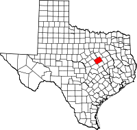 Map of Teksas highlighting McLennan County