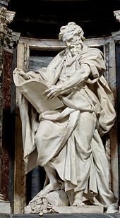 Saint Matthew (1713-1715) by Camillo Rusconi, Archbasilica of St. John Lateran in Rome Matthaeus San Giovanni in Laterano 2006-09-07.jpg