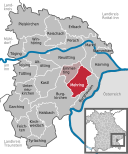 Läget för Mehring i Landkreis Altötting