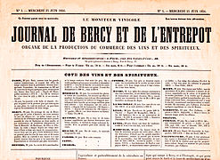 Le Journal de Bercy et de l'Entrepôt. Le Moniteur vinicole, no 1, 25 juin 1856.