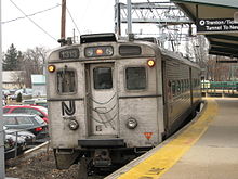 The "Dinky" at the Princeton Branch platform at Princeton Junction New Jersey Transit Budd Arrow III 1313 on the Dinky.jpg