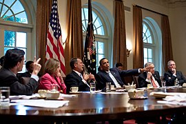 A meeting between President Obama and Congressional leaders on the 2012 federal budget