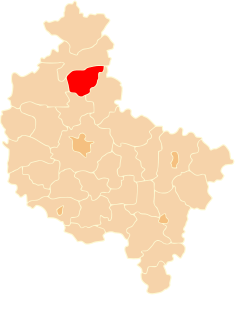Piirikunnan sijainti Ison-Puolan voivodikunnan kartalla