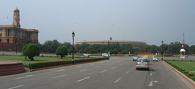 Le Sansad Bhavan à proximité de l'édifice nord du Secrétariat central.