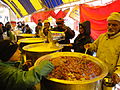 Pandal tents serving free community kitchen food to the pilgrims