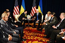 Vice President Mike Pence and U.S. delegation meet with President Zelenskyy in Warsaw on September 1, 2019 Pence and US delegation meets with Zelensky in Warsaw.jpg