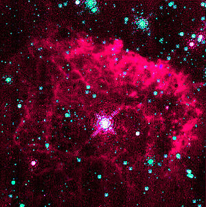 False-color image of the Pistol Star and Pisto...