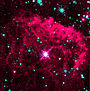 Immagine in falsi colori della Stella pistola e della sua nebulosa