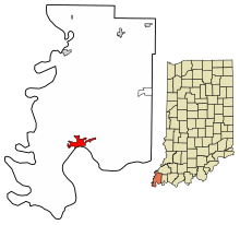 Posey County Indiana Incorporated and Unincorporated areas Mount Vernon Highlighted 1851732.svg