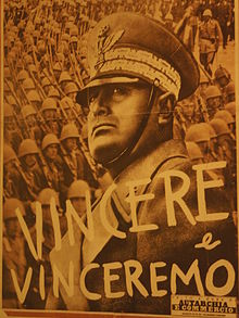 A Fascist propaganda poster featuring Benito Mussolini, the Duce of Italy Propaganda.JPG