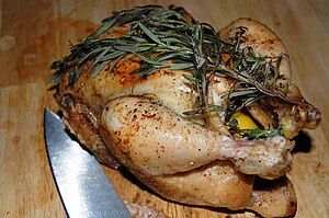 English: Oven roasted rosemary chicken.