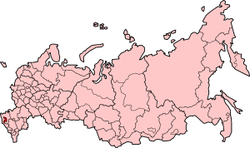 ロシア内のアディゲ共和国の位置の位置図