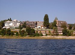 The municipality of Schluchsee seen from the lake Schluchsee