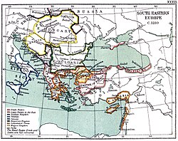 Kekaisaran Latin, Kekaisaran Nicea, Kekaisaran Trebizond dan Kedespotan Epirus pada tahun 1210