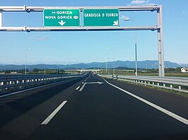 De A34 nabij Gradisca d'Isonzo