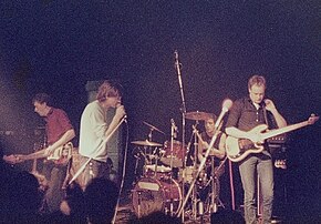 The Fall Perverted by Language Tour, Hamburg (Markthalle), 13.Abril 1984. L–R: Craig Scanlon, Mark E. Smith, Karl Burns, Steve Hanley