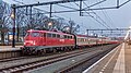Ankunft des AlpenExpress nach Leiden (Niederlande) am 28. Januar 2018 in Venlo. Die 110 491 wird hier abgekuppelt, die niederländische Lok übernimmt.