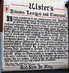 The Covenant on a mural in Thorndyke Street, Belfast 'Ulster Covenant' mural, Thorndyke Street, Belfast - geograph.org.uk - 877908.jpg