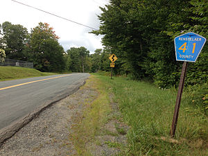 2014-08-28 12 39 03 Reassurance sign at the south end of Dutch Church Road (Rensselaer County Route 41) in Berlin, New York.JPG