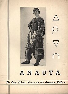 A flyer showing a woman dressed in Inuit costume