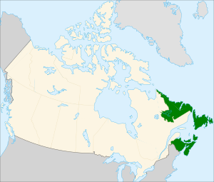 Map highlighting Atlantic Canada