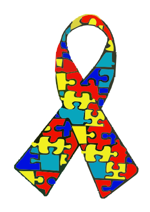 Autism awareness ribbon. The puzzle pattern re...