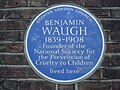 Waugh's blue plaque at Croom's Hill, Greenwich