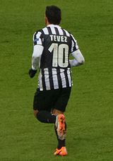 Tevez wearing no 10 Juventus shirt (back)