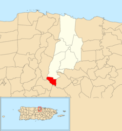 Location of Cienegueta within the municipality of Vega Alta shown in red