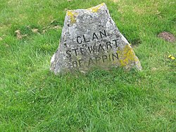 Clan Stewart of Appin grave marker at the site of the Battle of Culloden Clan Stewart grave.JPG
