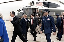 Vice President George H. W. Bush and other VIPs wait to welcome the former hostages to Iran home DF-SC-82-06566 Bush hostages Iran.JPEG