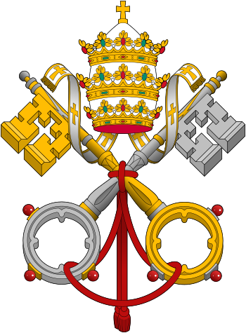 emblem of the Papacy: Triple tiara and keys Fr...