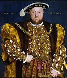 King Henry VIII was responsible for the Church of England's independence from the Roman Catholic Church (portrait of King Henry by Hans Holbein the Younger, 1540) Enrique VIII de Inglaterra, por Hans Holbein el Joven.jpg