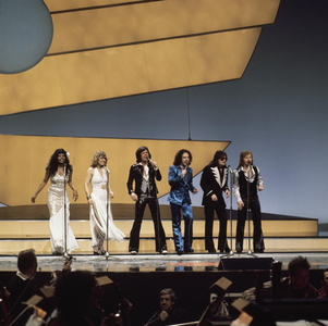 Les Humphries Singers at a rehearsal for the Eurovision Song Contest 1976.