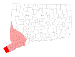 Greenwichs beliggenhed i Connecticut.