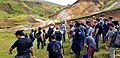 Studi lapangan mahasiswa Sekolah Energi Islandia (ISE) di dekat Gunung Berapi Grensdalur.