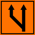 תמרור 911 - שינוי במספר הנתיבים: מספר הנתיבים בכביש הולך וגדל משמאל.
