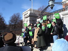 Jill Stein announcing her candidacy for governor in February 2010 Jill Stein Candidacy Rally February 2010.JPG