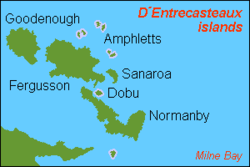 Mapa D'Entrecasteauxových ostrovů