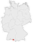 Deutschlandkarte, Position von Friedrichshafen hervorgehoben