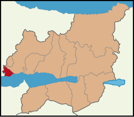 Map showing Darıca District in Kocaeli Province