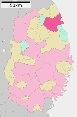 Situering van Kuji in de prefectuur Iwate